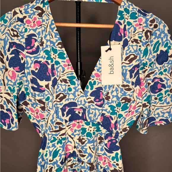 ba&sh NWT Ova Maxi Dress Floral Print Open-Back Backless Flowy Blue White XS / 0 - Picture 7 of 11